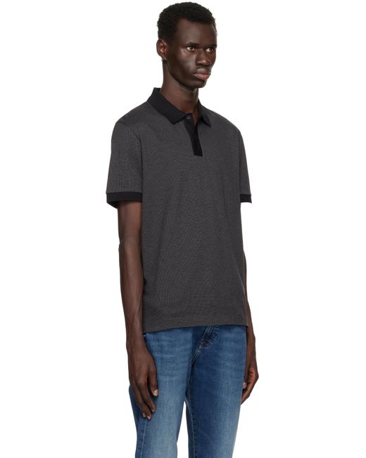 Polo Noir Et Gris En Coton Mercerisé À Motif Boss pour homme en coloris Black