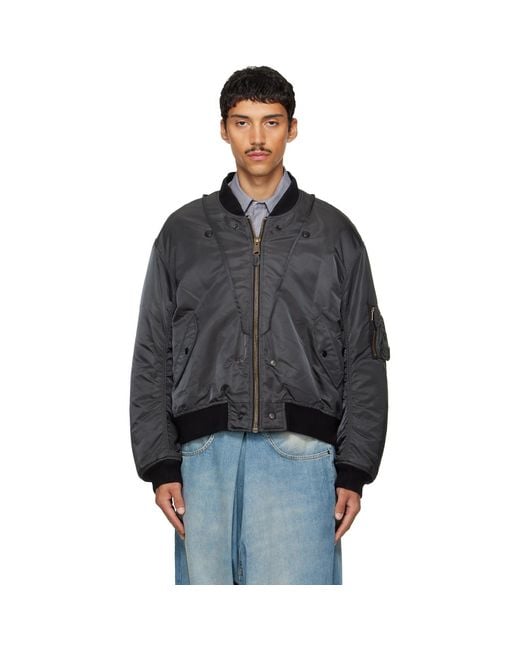 Maison Margiela Black Reversible Bomber Jacket for men