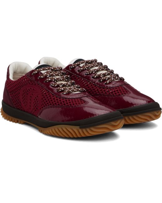 Stella McCartney Red Burgundy S-Wave Sport Mesh Paneled Sneakers