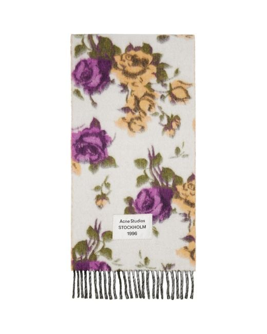 Acne Multicolor Fringed Wool Scarf for men