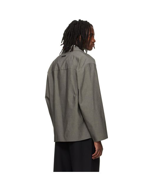 Fear Of God Gray Cotton Wool Oxford Shirt Blazer for men