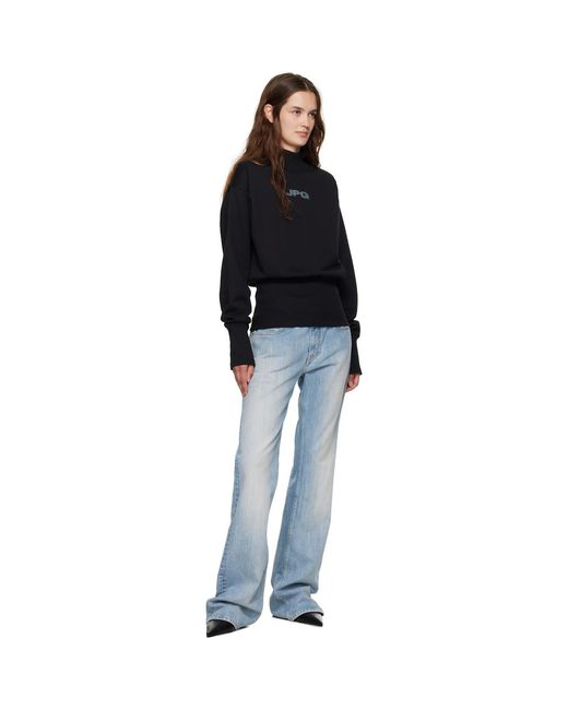 Jean Paul Gaultier Black Cropped Crew Neck 'Jpg' Sweatshirt