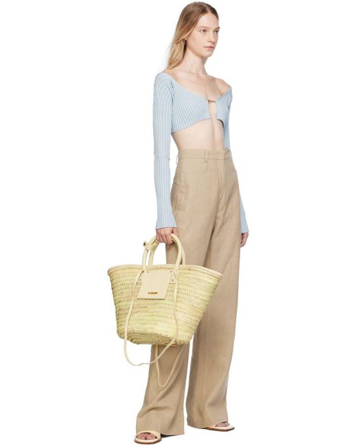 jacquemus beige and pink 'le petit panier soli' tote