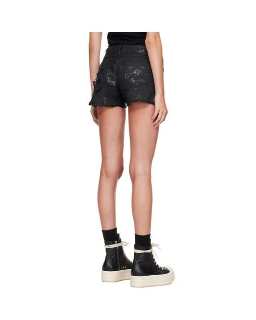 Rick Owens Black Tower Lana Cut Offs Denim Shorts