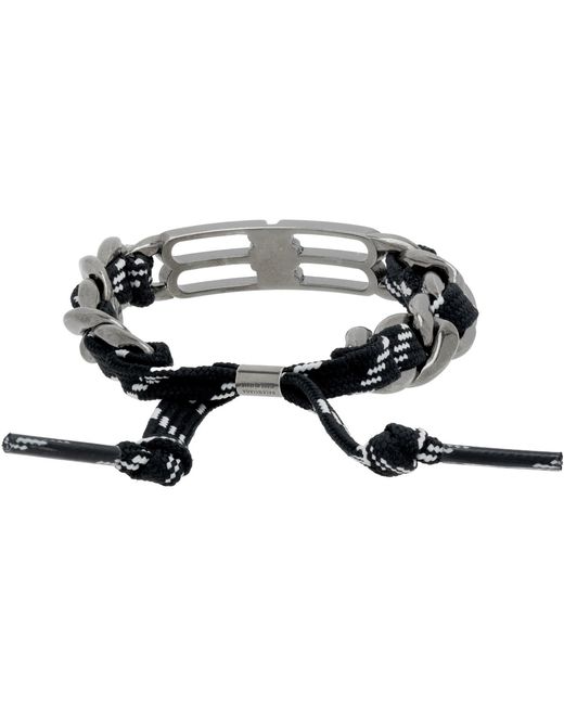Balenciaga Black Bb Icon Lace Bracelet for men