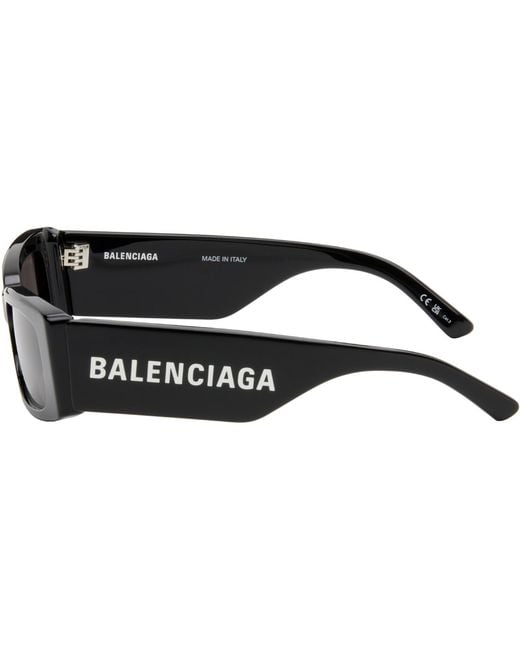Balenciaga Black Rectangular Sunglasses for men