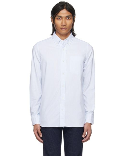 Chemise bleue à rayures Tom Ford pour homme en coloris White