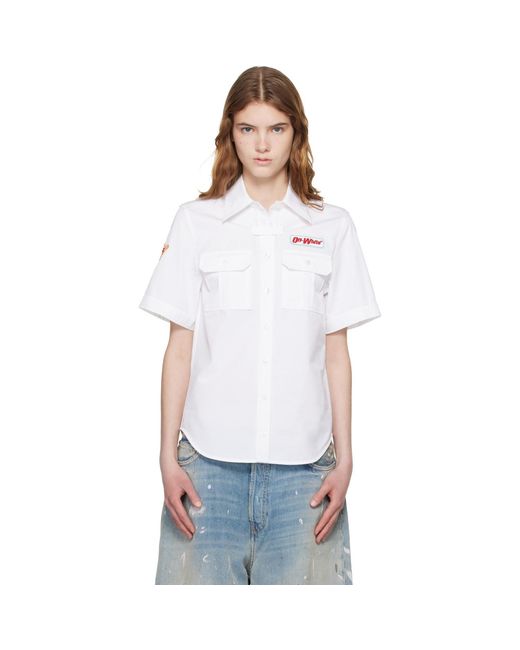 Off-White c/o Virgil Abloh White Popeline Short Sleeve Fitted Shirt