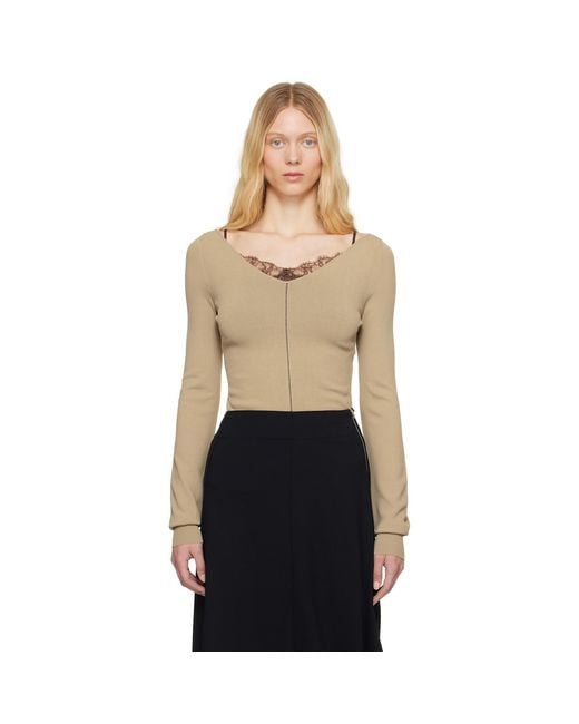 Lemaire Black Wide V-Neck Top