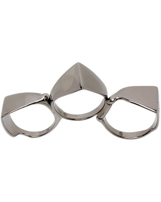 Vivienne Westwood Metallic Gunmetal Knuckleduster Ring for men