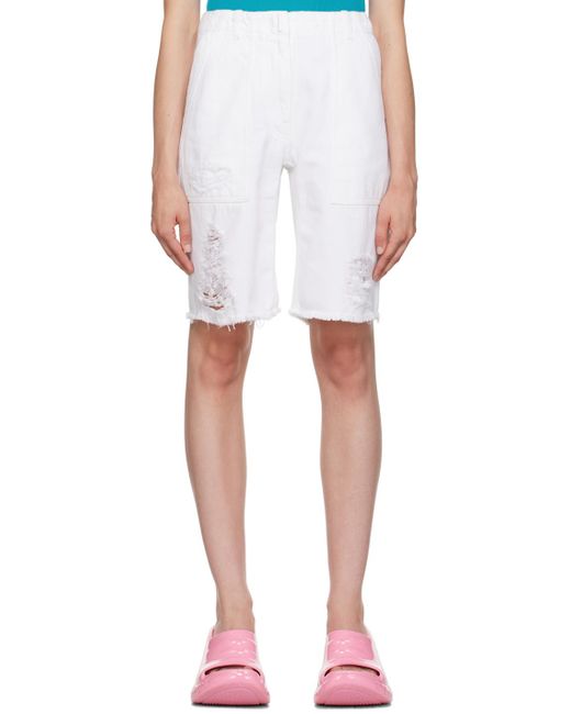 Givenchy Multicolor White Destroyed Denim Shorts