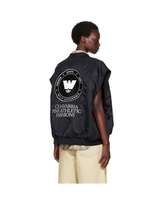 Willy Chavarria Black Adidas Originals Edition Reversible Padded Vest