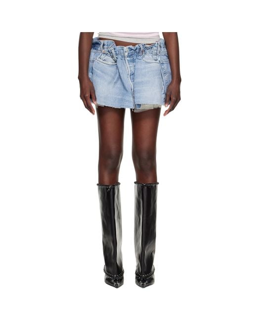 August Barron Blue Scrunch Denim Skirt
