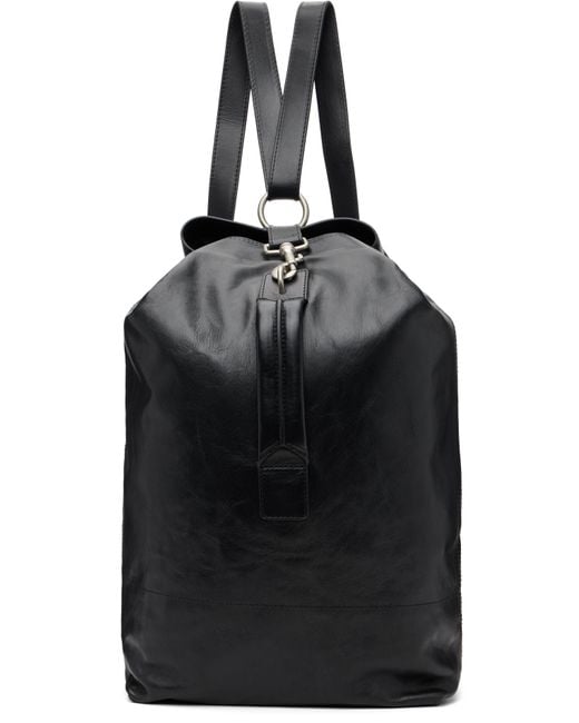 Dries Van Noten Black Adjustable Leather Backpack for men