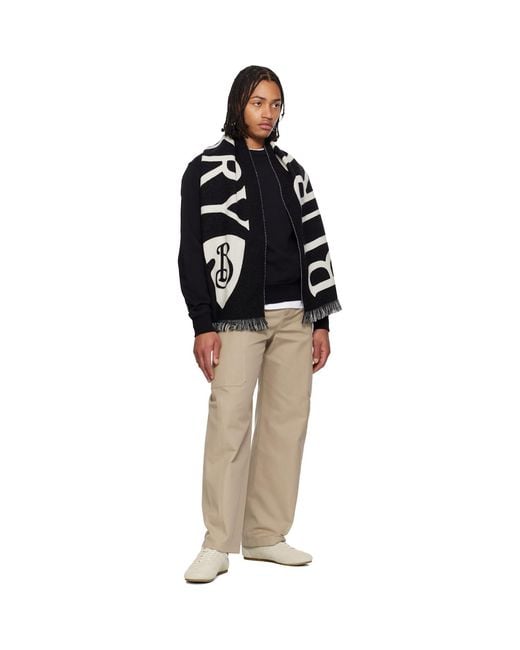 Burberry Black Off- Logo Wool Scarf for men