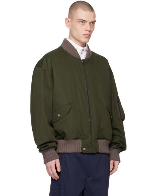 Vivienne Westwood Green Khaki Bernardo Bomber Jacket for men