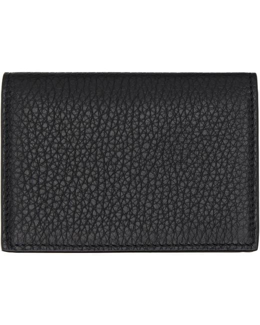 Givenchy Black Flap Grained Leather Card Holder for men