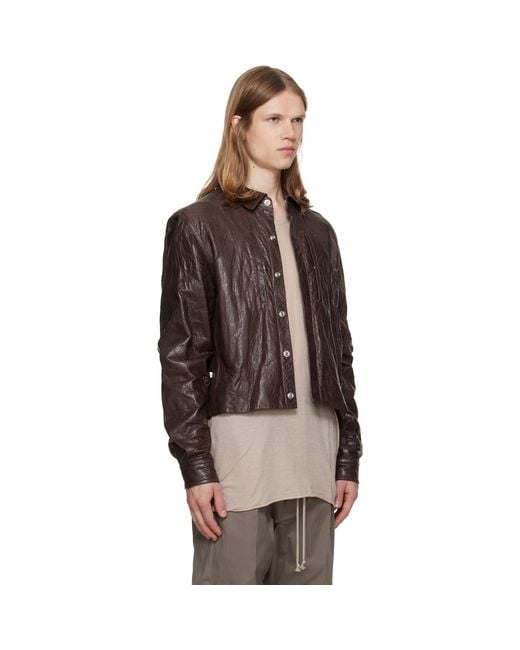 Rick Owens Brown Tower Alice Leather Jacket for men