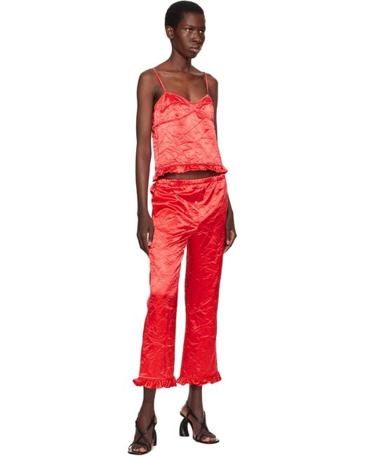 【関税込み】Meryll Rogge レッド クリース サテン トラウザーズ MERYLL ROGGE レッド クリース サテン トラウザーズ レッド | Lyst