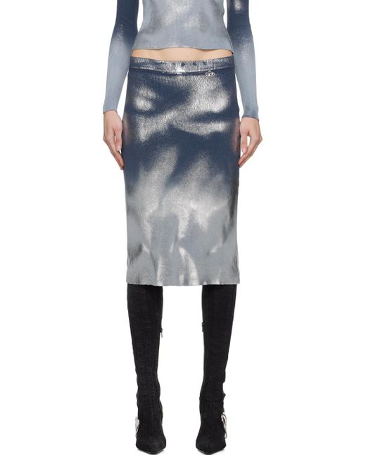 DIESEL Blue & Gray M-ilan Midi Skirt