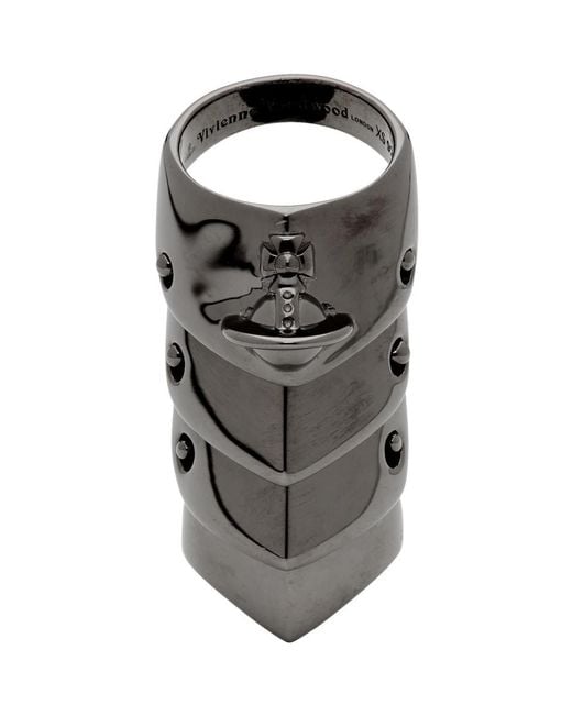 Vivienne Westwood Black Gunmetal Armor Ring for men