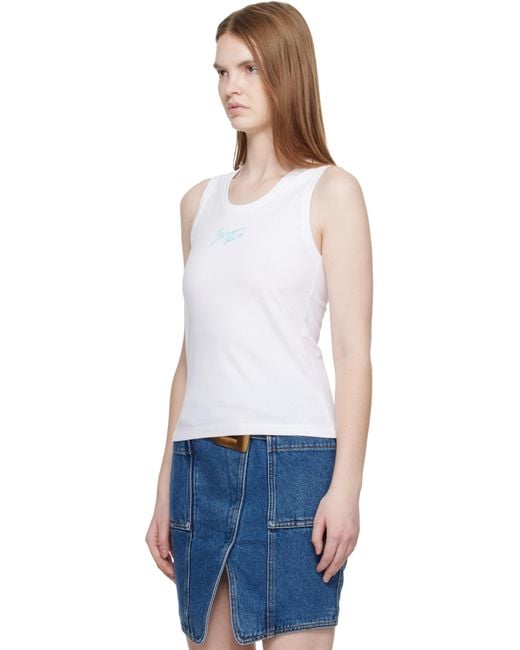 Balmain Blue Relaxed Paris' Brush Print Tank Top