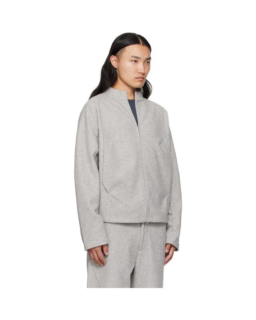 J EONGL I Gray Hybrid Wool Slash Jacket for men