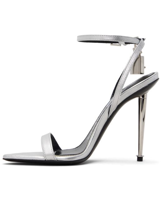 Tom Ford Metallic Nappa Padlock Pointy Naked Heeled Sandals