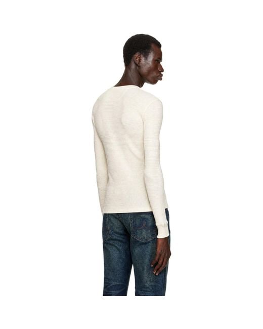RRL Natural Waffle-Knit Henley for men
