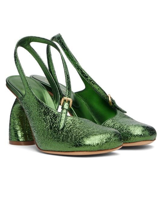 Dries Van Noten Green Cutout Heels