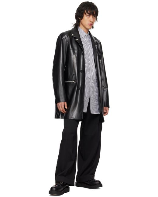 Manteau noir en cuir synthétique à poches à glissière Undercover pour homme en coloris Black