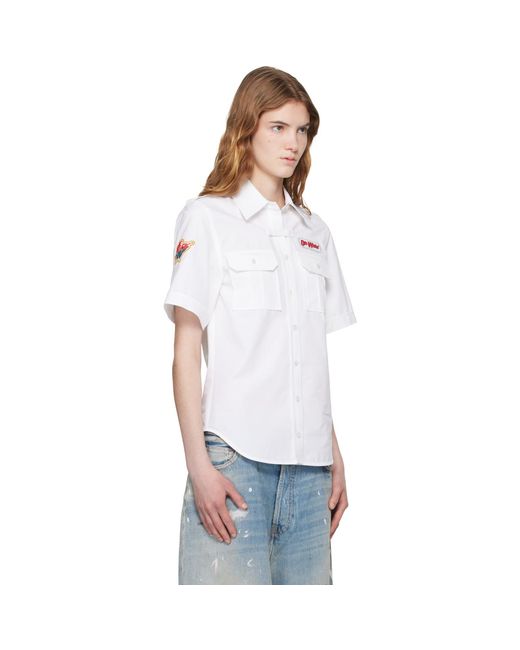 Off-White c/o Virgil Abloh White Popeline Short Sleeve Fitted Shirt