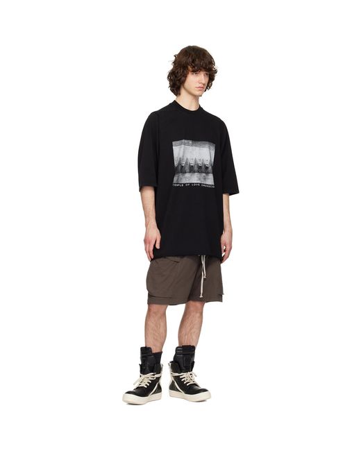 Rick Owens Black Temple Medium Jersey Cargobela Shorts for men
