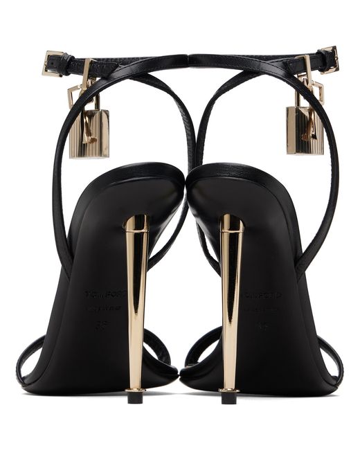Tom Ford Black Padlock Pointy Naked Heeled Sandals