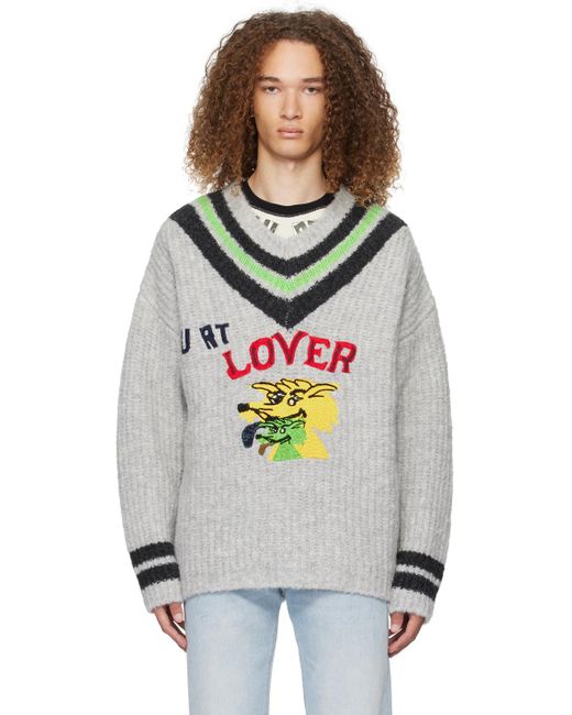 ERL Gray 'hurt Lover' Sweater for men