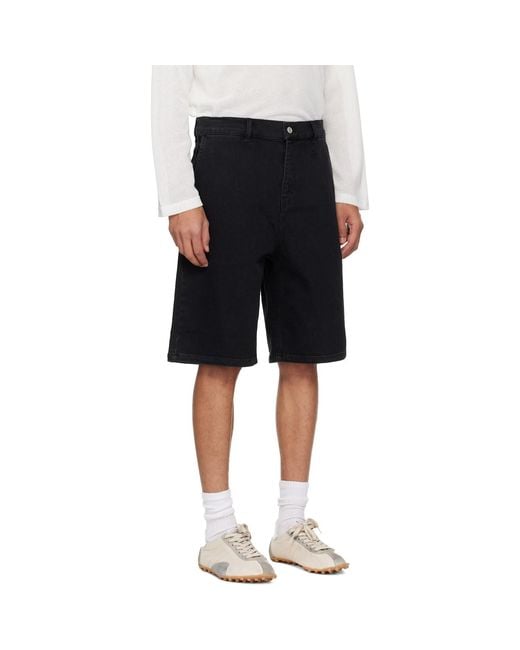 Courreges Black Hammer Denim Shorts for men