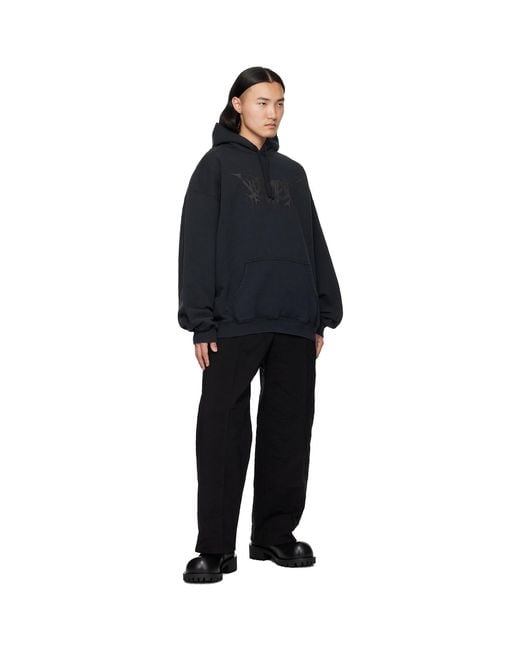 Vetements Black Metalized Wrinkled Tailored Trousers for men