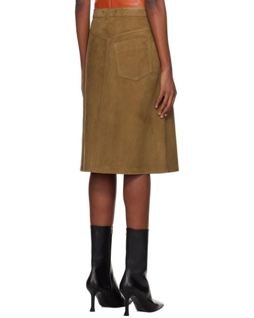 Ferragamo Black Brown A-line Midi Skirt