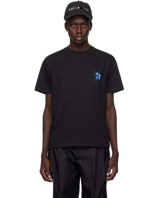 メンズ Adererror ブラック スワロフスキー クリスタル Tシャツ 