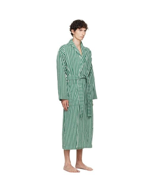 Tekla Green Terry Classic Bathrobe for men