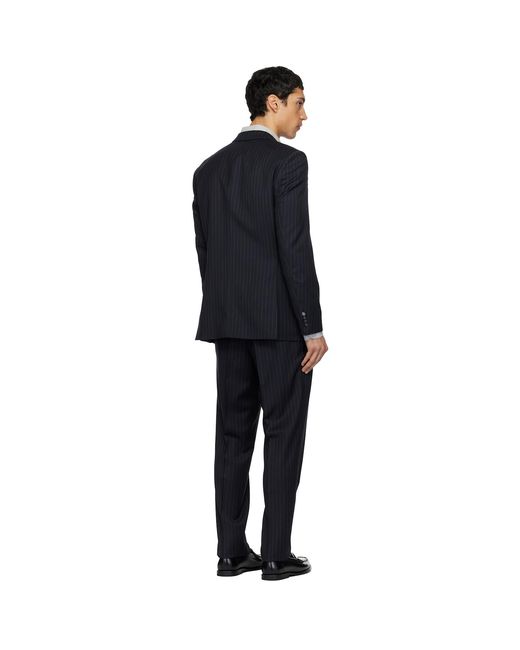 Boss Black Striped Wool Suit for men