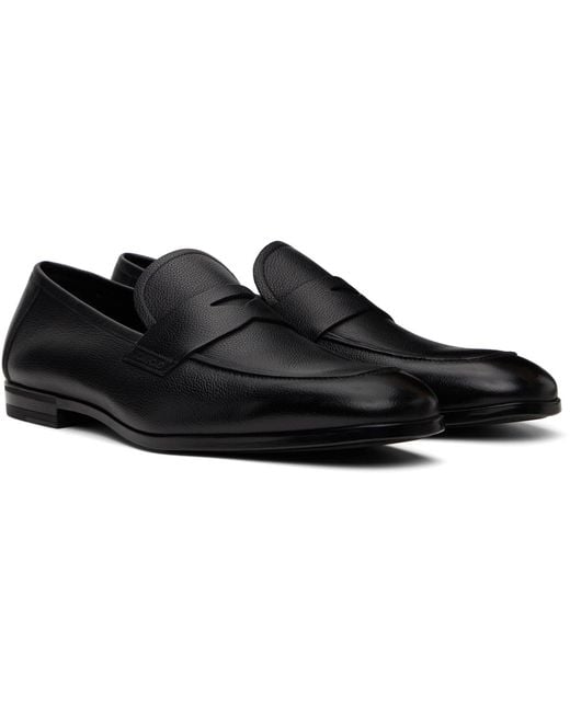 Tom Ford Black Supple Grain Leather Sean Penny Loafers for men