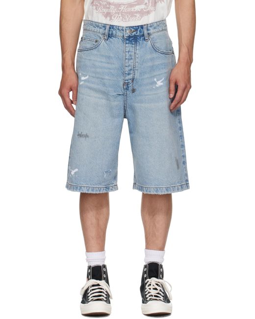 Ksubi Blue Maxx Painter Denim Shorts for men