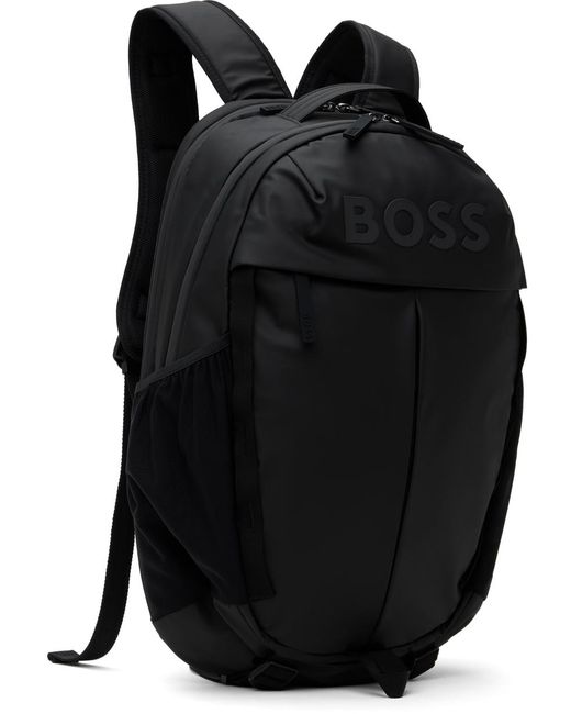 Boss Black Faux-Leather Logo Detail Backpack for men