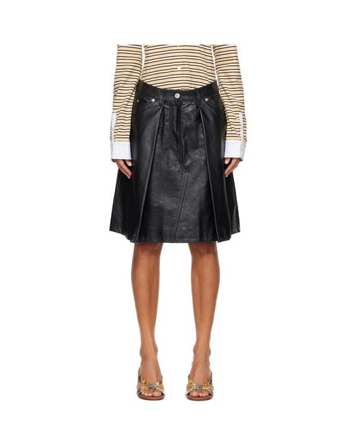 Wales Bonner Black Construct Leather Midi Skirt