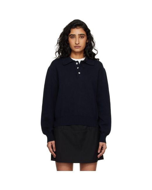 DUNST Blue Cashmere Collared Polo