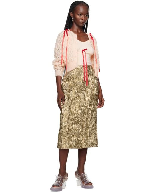 Simone Rocha Natural Pinched Seams Midi Skirt