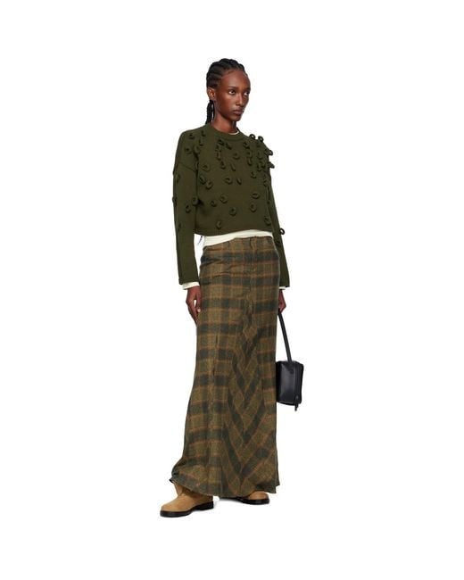 J.W. Anderson Green Khaki Cropped Loop Sweater