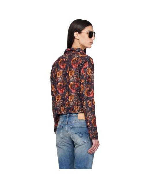 R13 Orange Skinny Denim Trucker Jacket