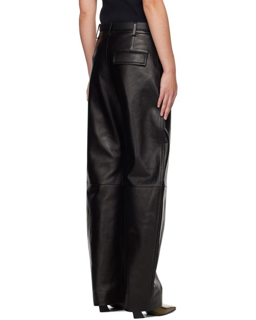 Bottega Veneta Black Rounded Leg Leather Pants